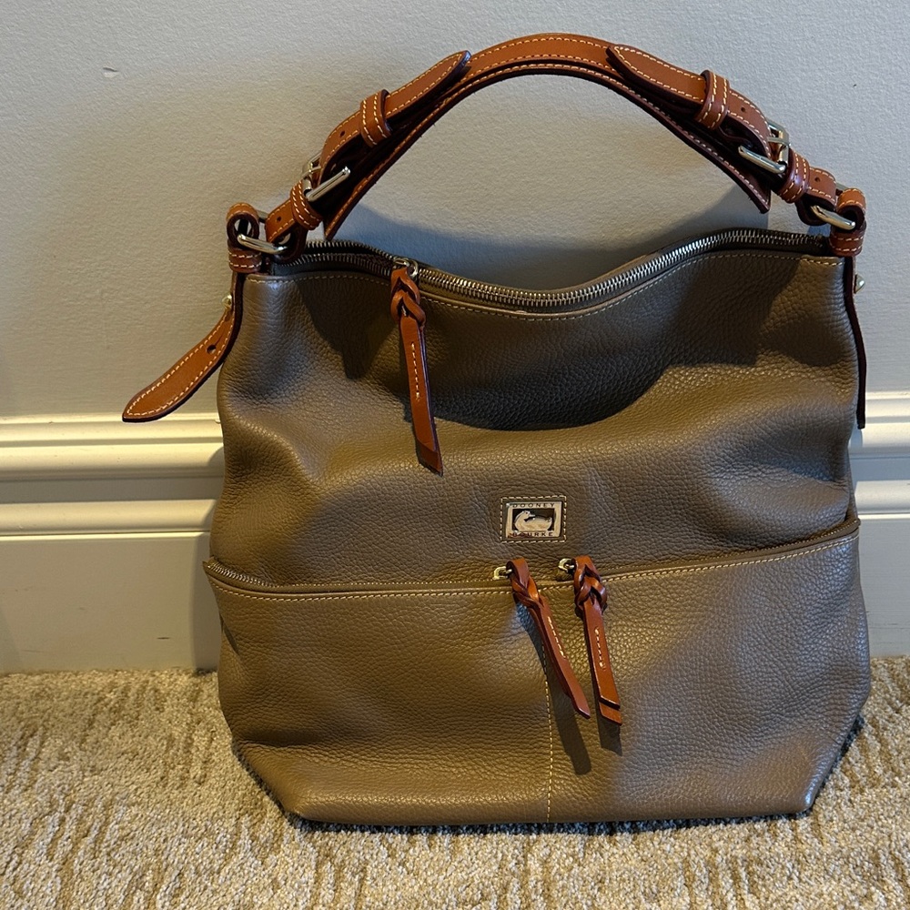 Dooney & Bourke Taupe Leather Shoulder Bag